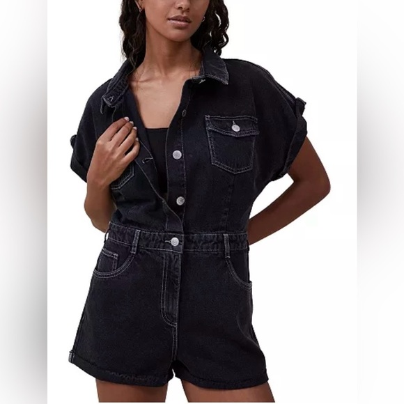 COTTON ON Women's Dark Gray Denim Overalls 100% COTTON 🖤✔️ - Picture 1 of 10